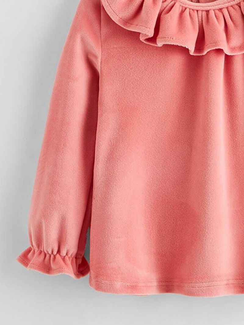 Piger Pink Velvet Flæsehals Blonde Top