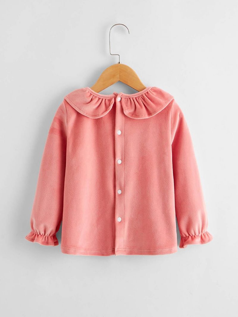 Piger Pink Velvet Flæsehals Blonde Top