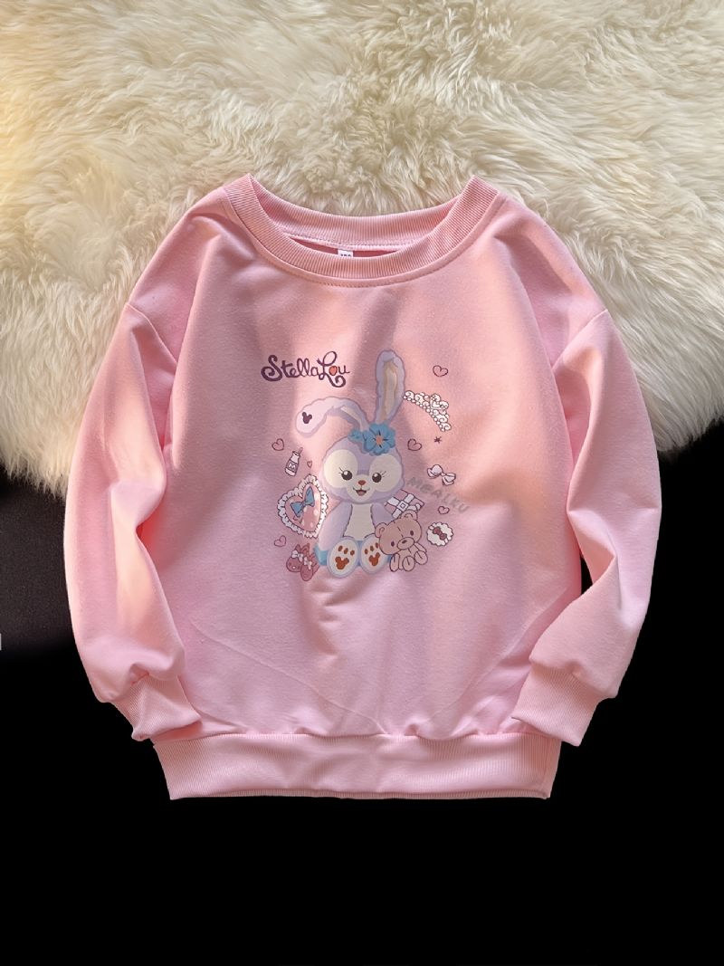 Piger Pullover Cute Rabbit Print Langærmet Sweatshirt Toppe Børnetøj