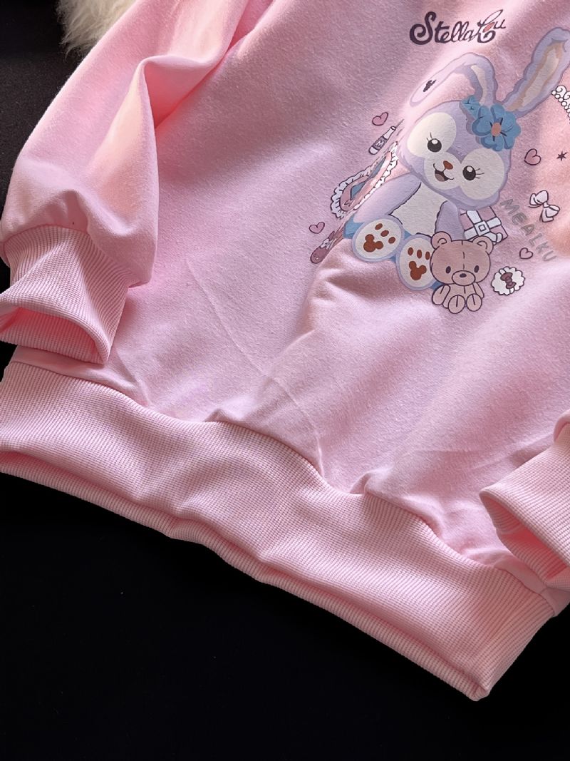 Piger Pullover Cute Rabbit Print Langærmet Sweatshirt Toppe Børnetøj