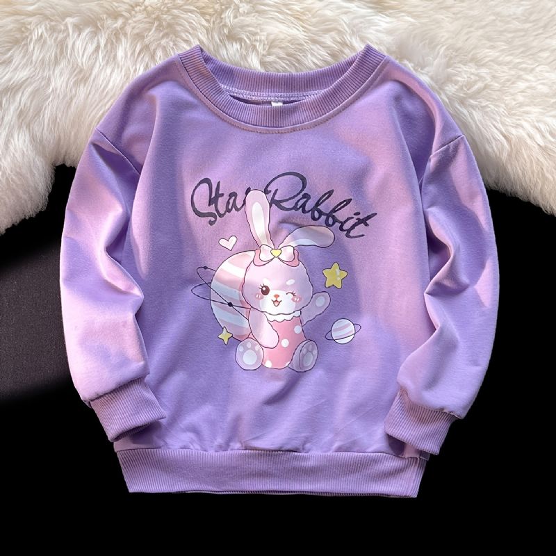 Piger Pullover Cute Rabbit Print Langærmet Sweatshirt Toppe Børnetøj