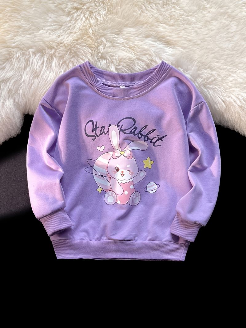 Piger Pullover Cute Rabbit Print Langærmet Sweatshirt Toppe Børnetøj