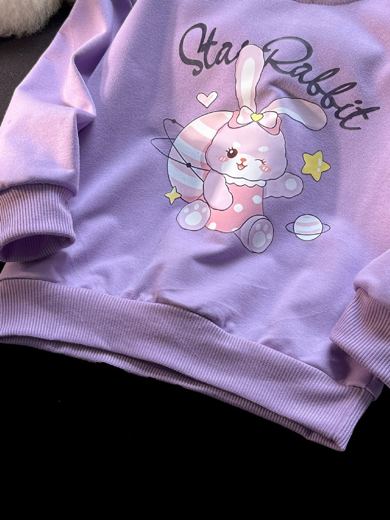 Piger Pullover Cute Rabbit Print Langærmet Sweatshirt Toppe Børnetøj