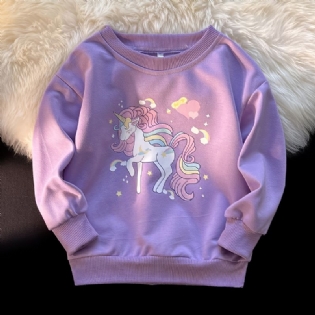Piger Pullover Cute Unicorn Print Langærmet Sweatshirt Toppe Børnetøj