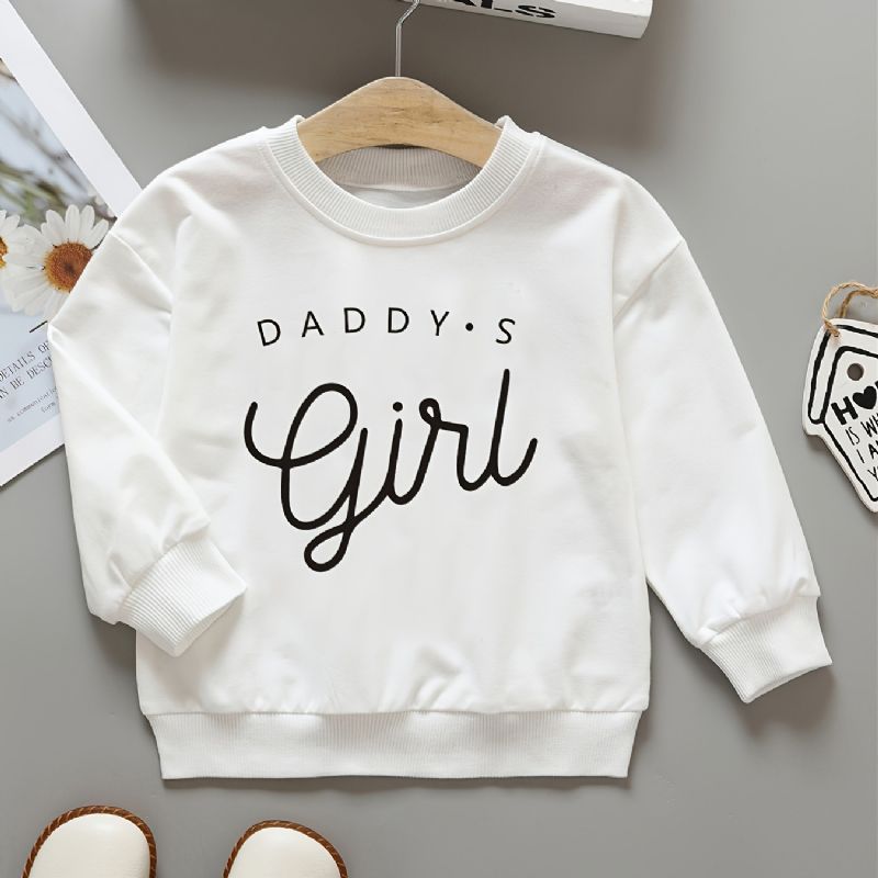 Piger Pullover Daddy's Letter Print Rundhalset Langærmet Sweatshirt