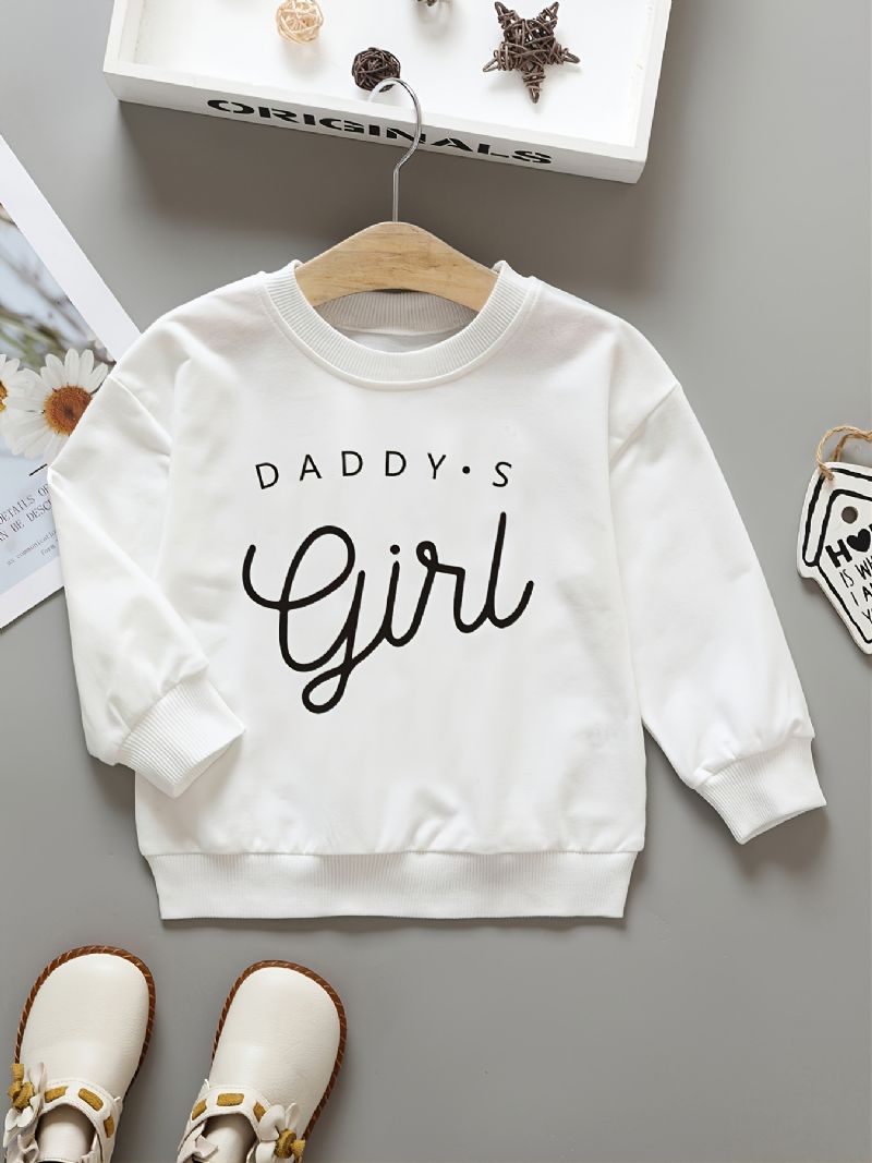 Piger Pullover Daddy's Letter Print Rundhalset Langærmet Sweatshirt