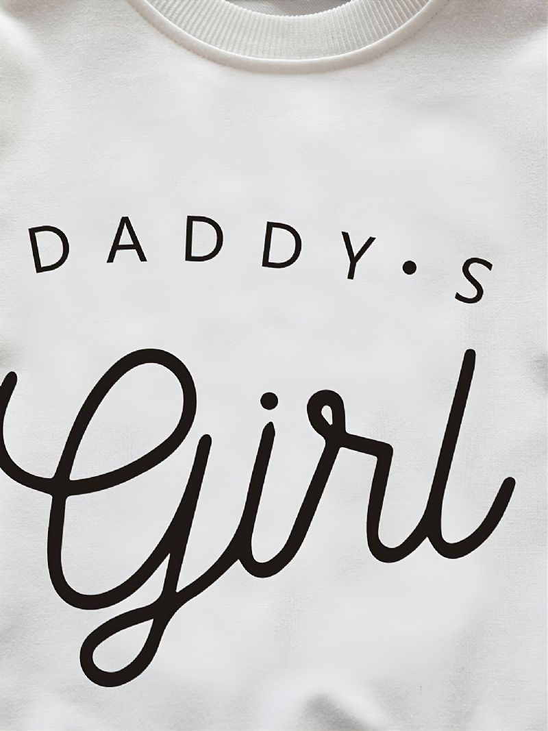 Piger Pullover Daddy's Letter Print Rundhalset Langærmet Sweatshirt