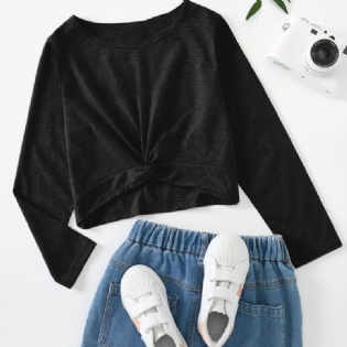 Piger Short Crop Top Sweatshirt Casual Langærmet Bluse T-shirt