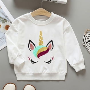 Piger Sweatshirt Unicorn Print Rundhals Langærmet