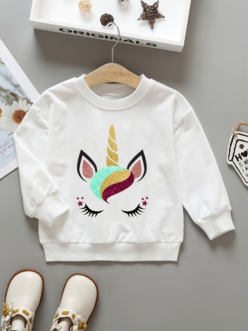 Piger Sweatshirt Unicorn Print Rundhals Langærmet