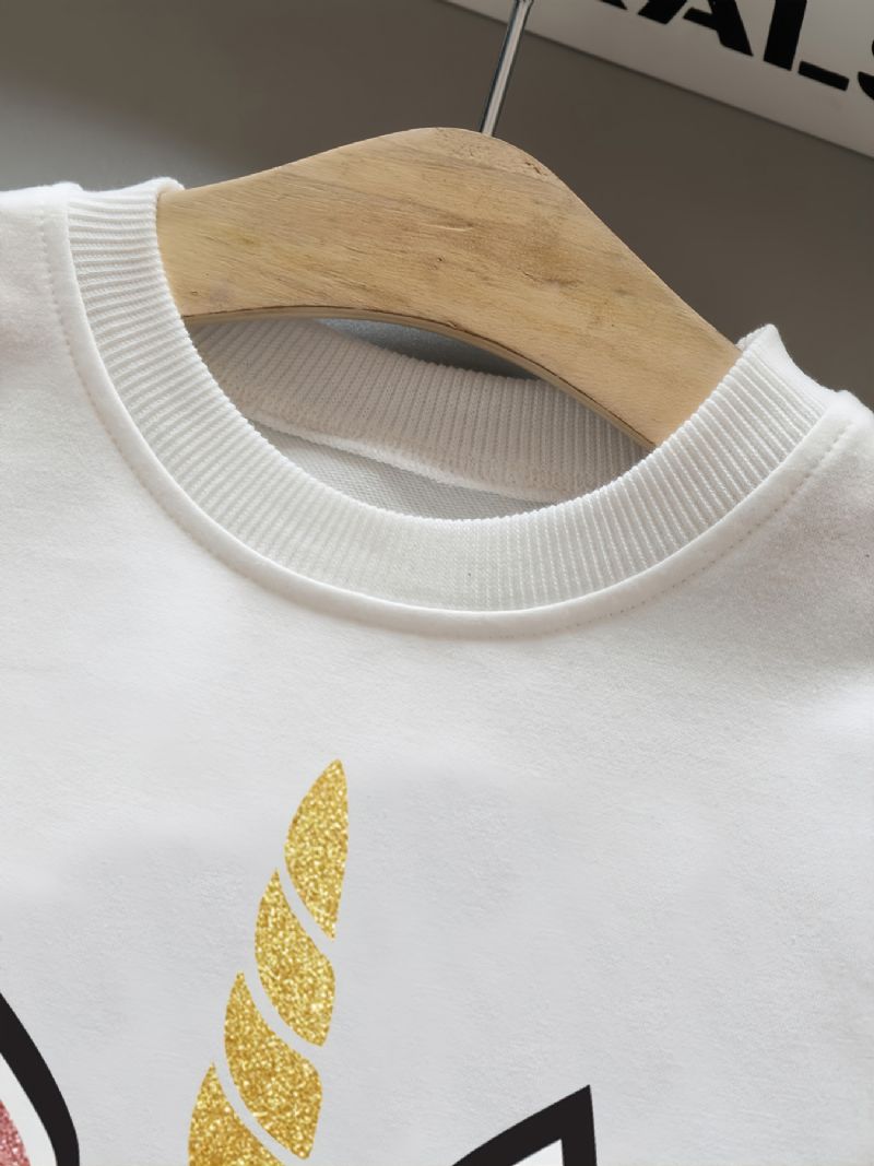 Piger Sweatshirt Unicorn Print Rundhals Langærmet