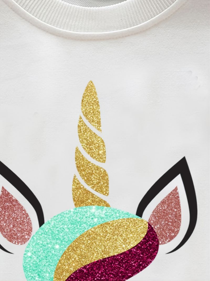 Piger Sweatshirt Unicorn Print Rundhals Langærmet