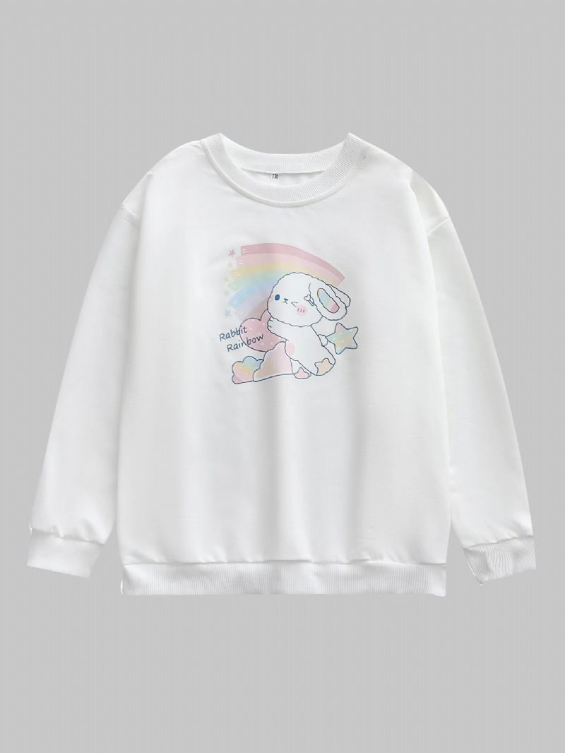 Piger Tegneserietryk Langærmede Søde Rundhalsede Sweatshirts