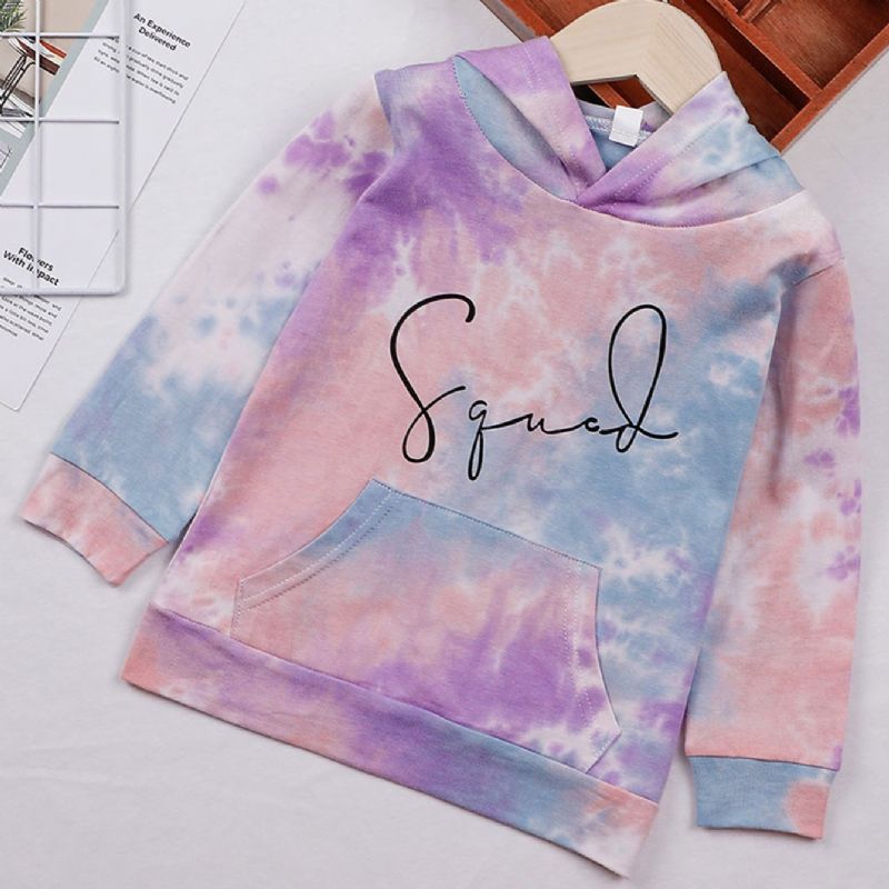 Piger Tie Dye Langærmet Hættetrøje Med Bogstavtryk