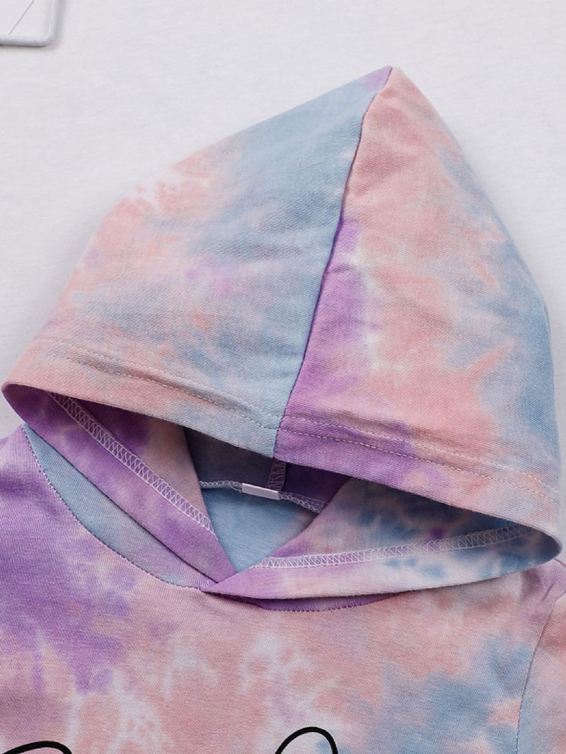 Piger Tie Dye Langærmet Hættetrøje Med Bogstavtryk