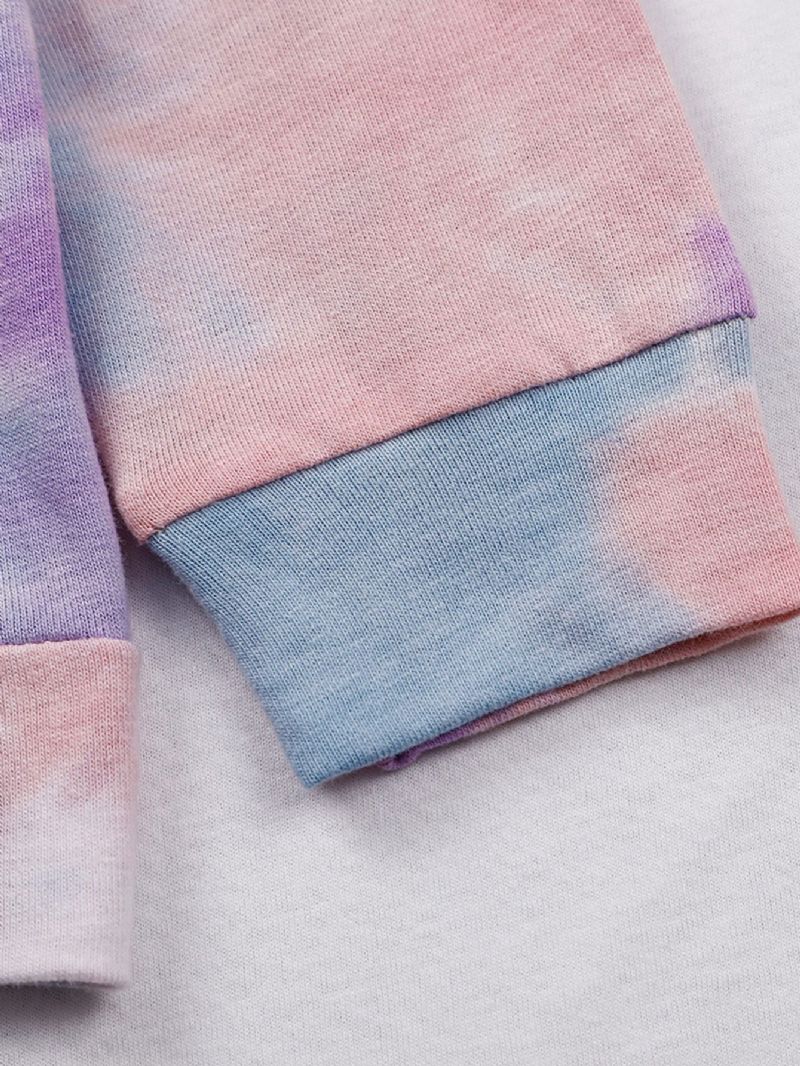 Piger Tie Dye Langærmet Hættetrøje Med Bogstavtryk