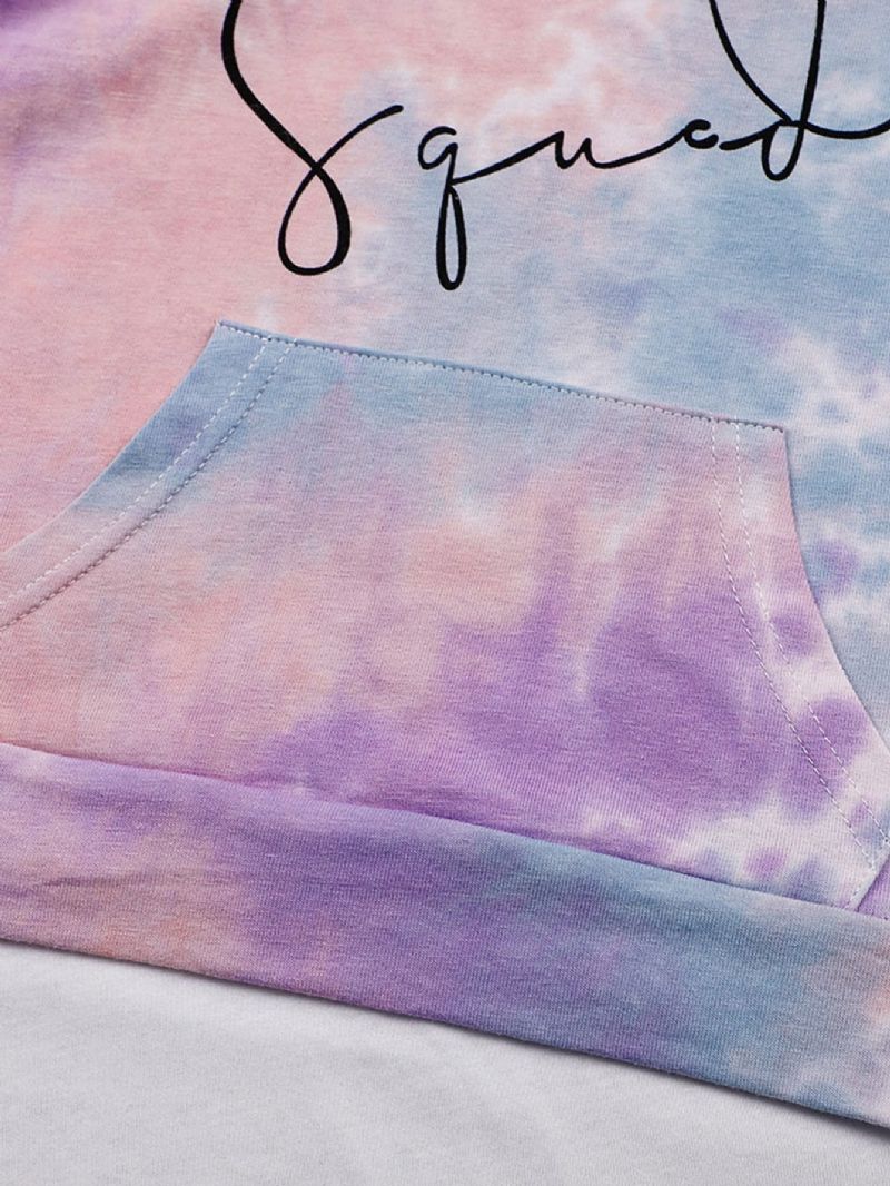 Piger Tie Dye Langærmet Hættetrøje Med Bogstavtryk