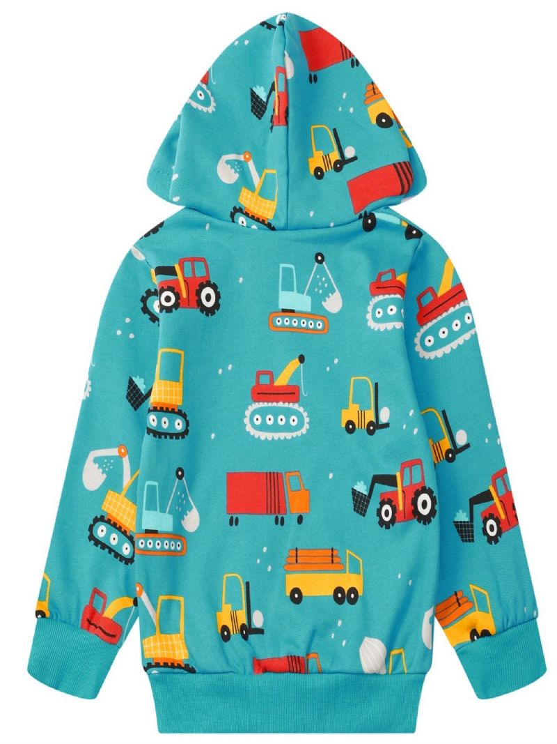 Popshion Drenge Car Mønster Fleece Langærmet Hættetrøjer Sweatshirt