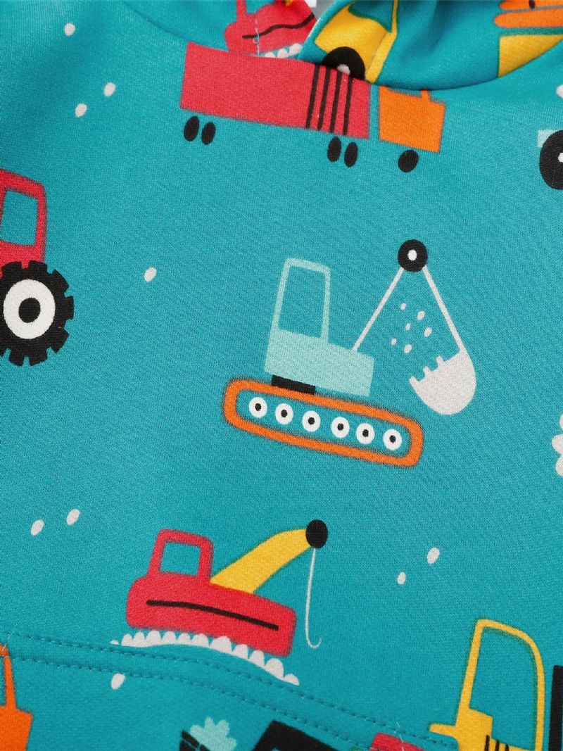 Popshion Drenge Car Mønster Fleece Langærmet Hættetrøjer Sweatshirt
