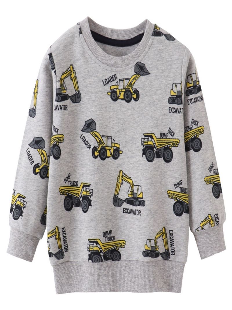 Popshion Drenge Langærmet Rundhalset Sweatshirt Med Tegneserietryk