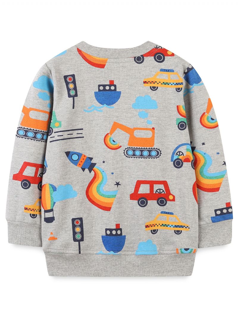 Popshion Drenge Langærmet Sweatshirt Med Rund Hals Og Cartoon Print