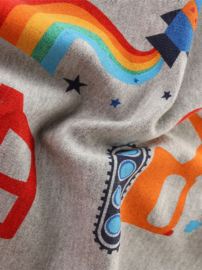 Popshion Drenge Langærmet Sweatshirt Med Rund Hals Og Cartoon Print