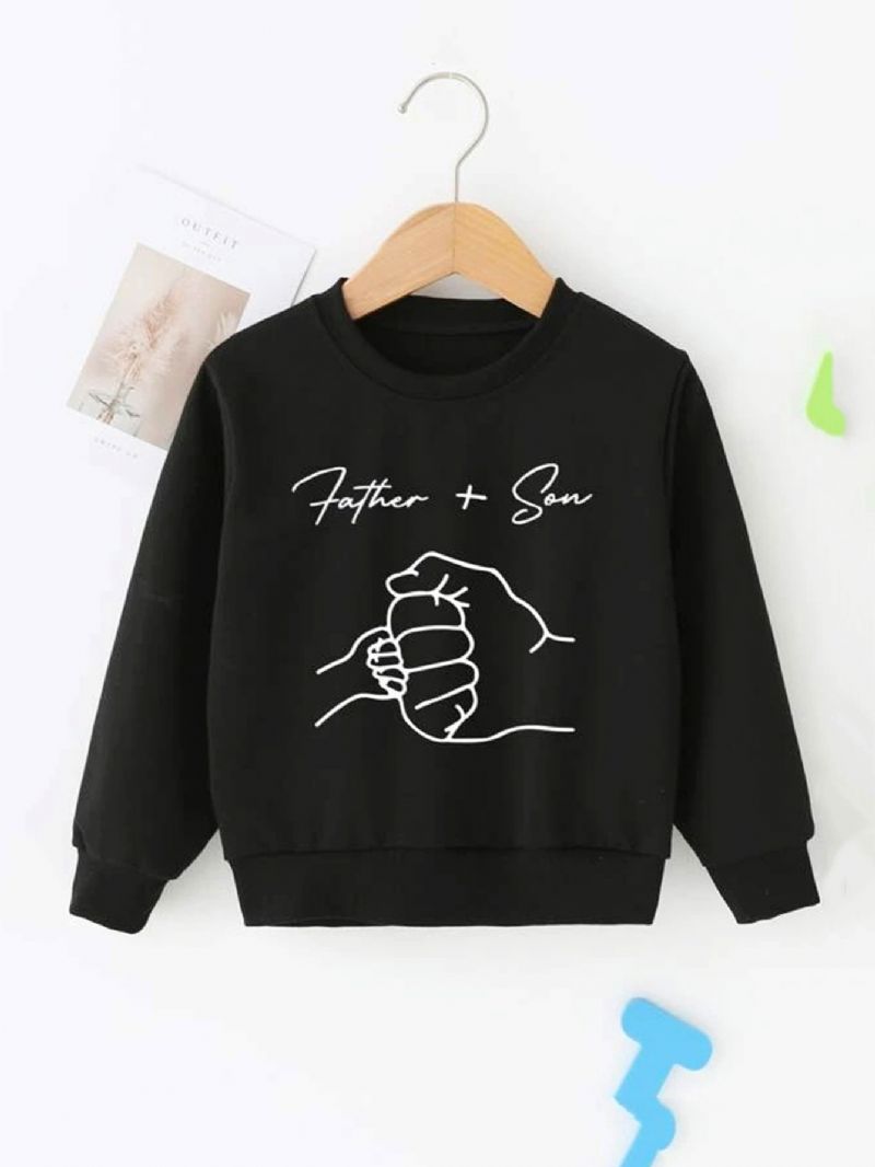 Små Børn Drenge Figur Og Bogstav Grafisk Sweatshirt