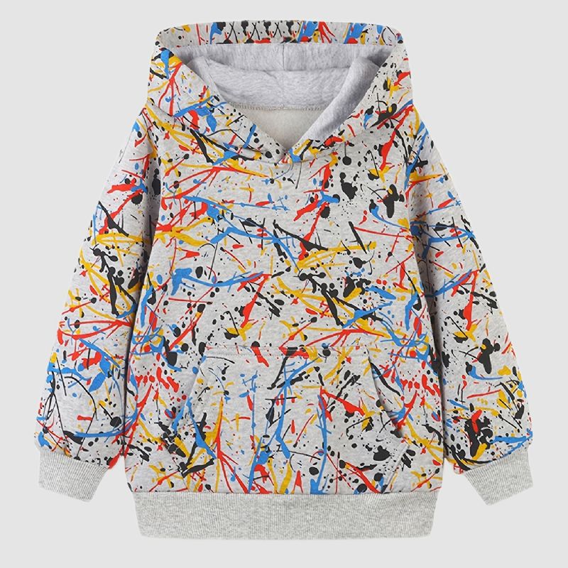 Småbørn Børn Drenge Langærmet Hættetrøje Med Graffiti Print Baby Børnetøj