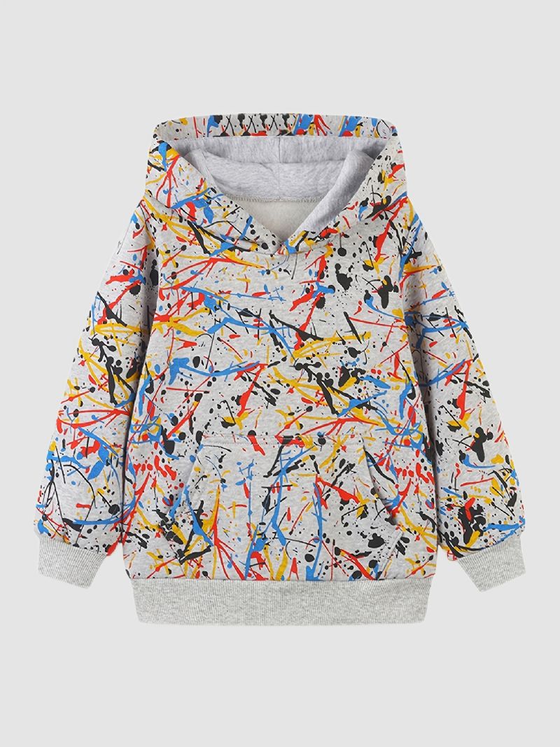 Småbørn Børn Drenge Langærmet Hættetrøje Med Graffiti Print Baby Børnetøj