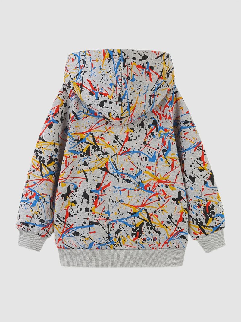 Småbørn Børn Drenge Langærmet Hættetrøje Med Graffiti Print Baby Børnetøj