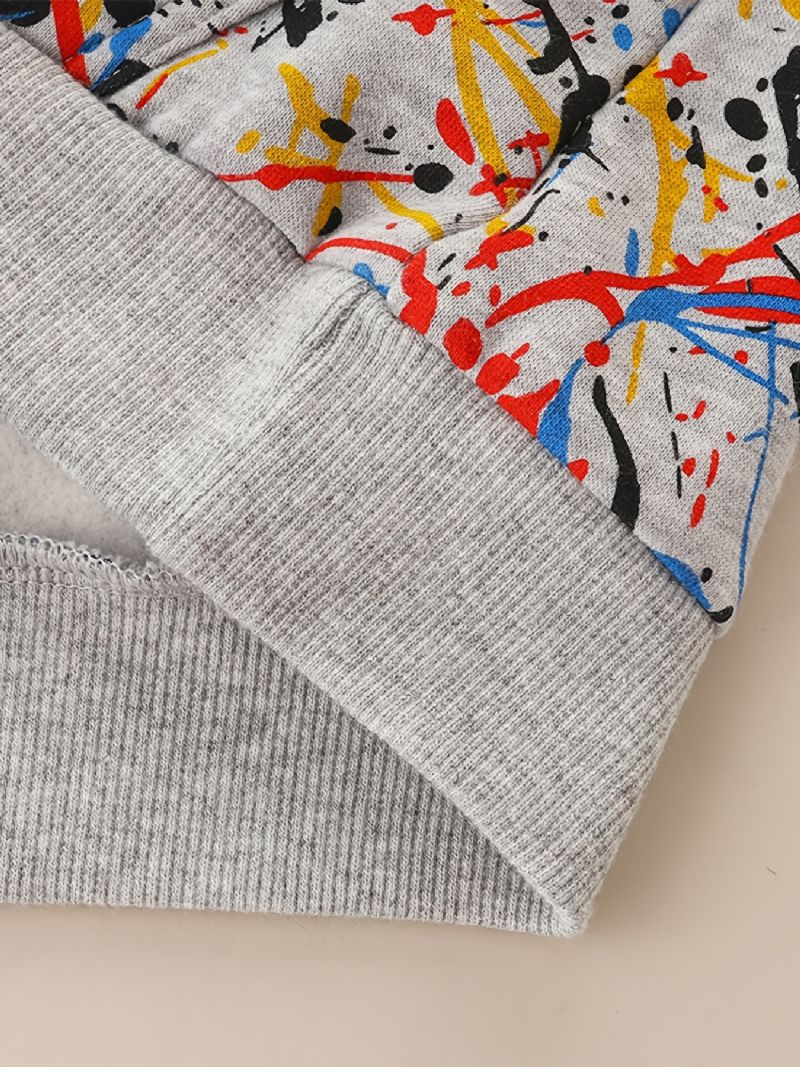 Småbørn Børn Drenge Langærmet Hættetrøje Med Graffiti Print Baby Børnetøj