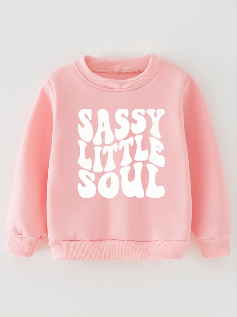 Småbørn Piger Pullover Børn Pink Bogstavtryk Tynd Fleece Rundhals Sweatshirt Børnetøj
