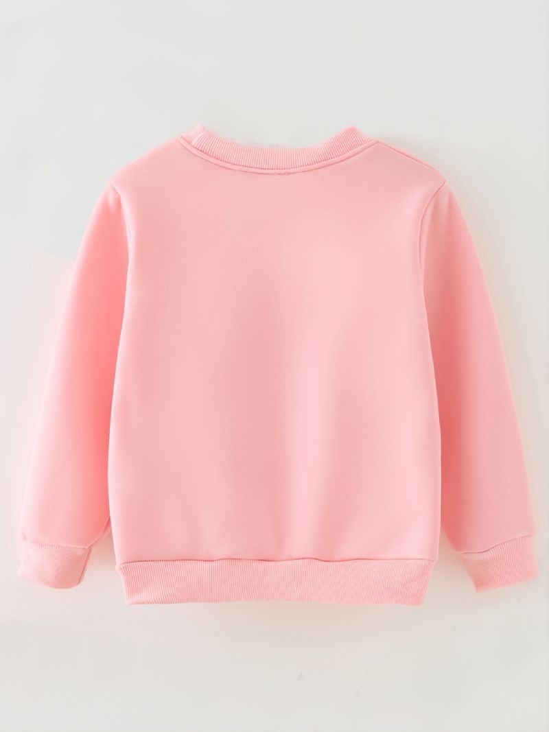 Småbørn Piger Pullover Børn Pink Bogstavtryk Tynd Fleece Rundhals Sweatshirt Børnetøj