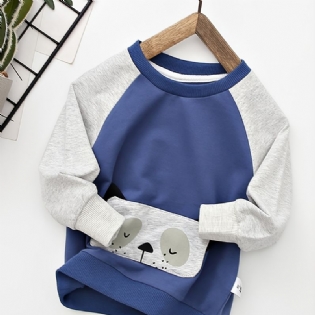 Småbørnsdrenges Søde Panda Colorblock Langærmet Sweatshirt Med Rund Hals