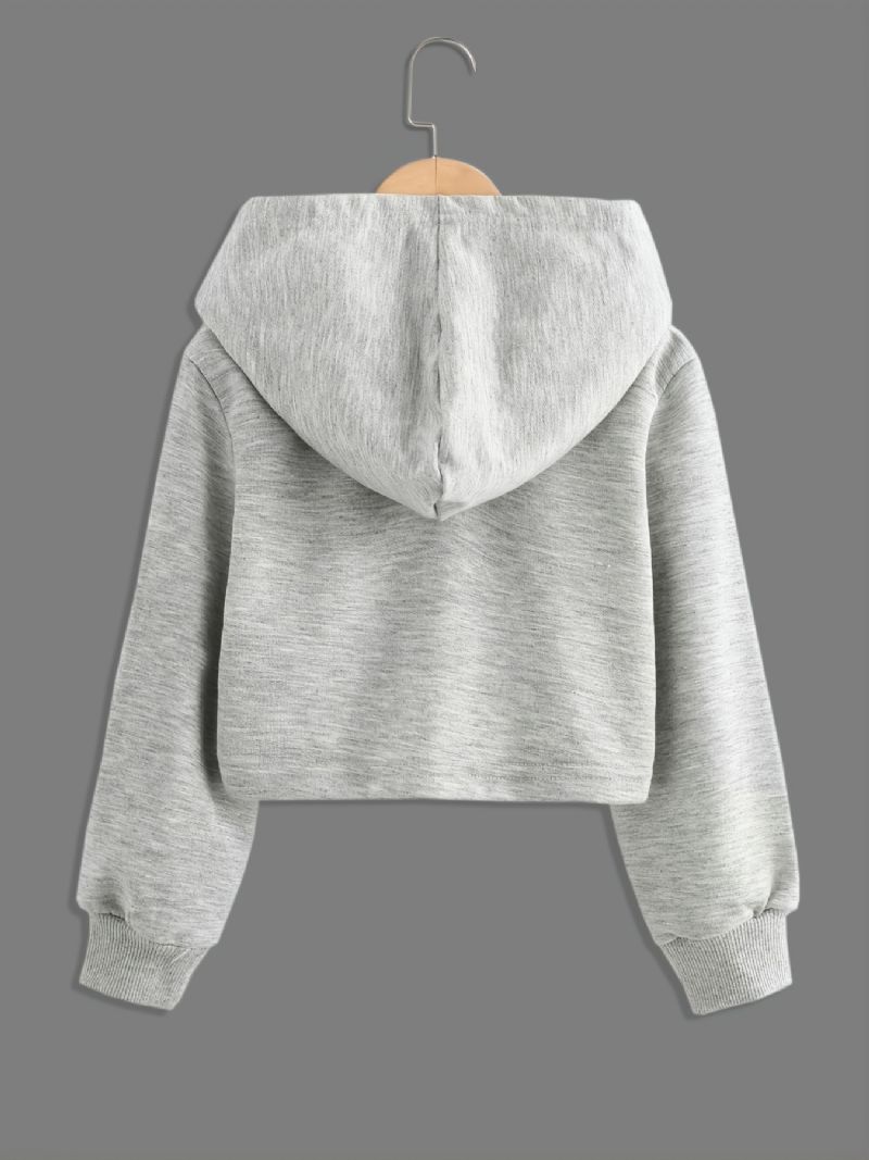 Sødt Mønster Af Casual Crop-hættetrøje Til Piger