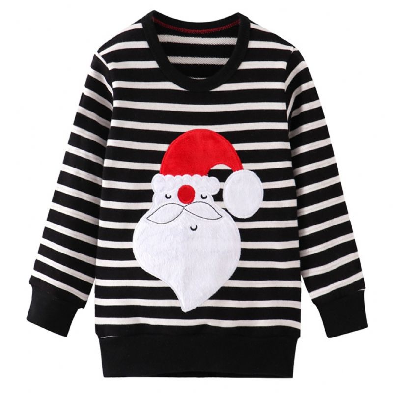 Stribet Sweatshirt Med Julemandstryk Til Drenge