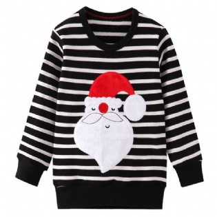 Stribet Sweatshirt Med Julemandstryk Til Drenge