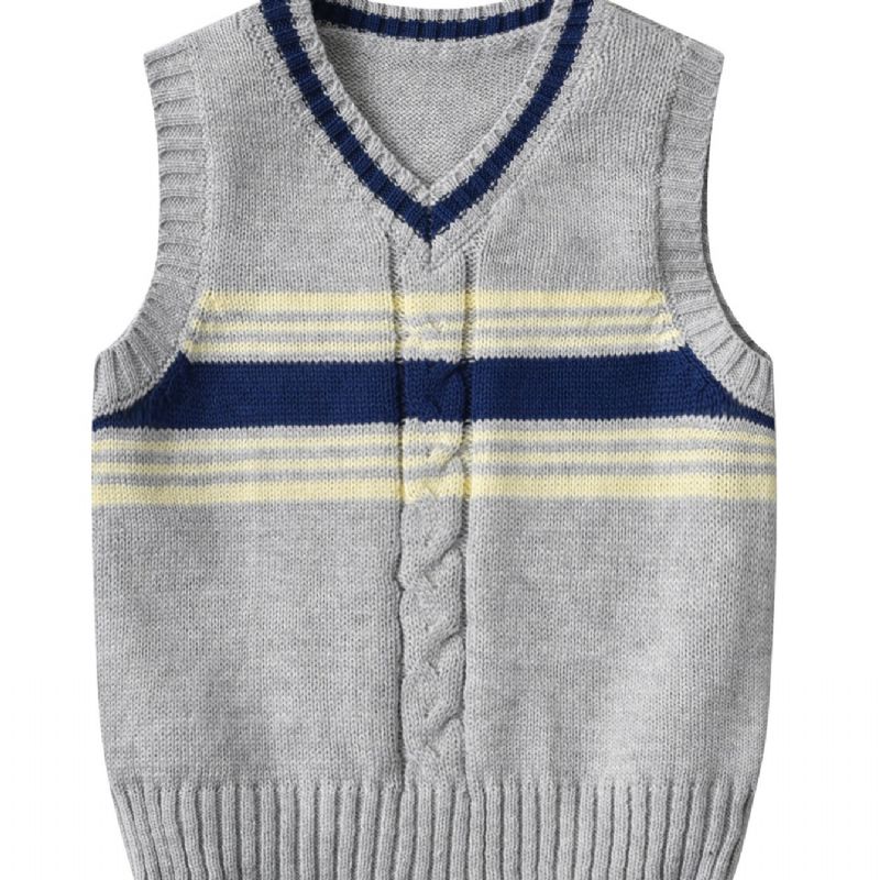 Strikket Stribet Sweatervest Til Drenge