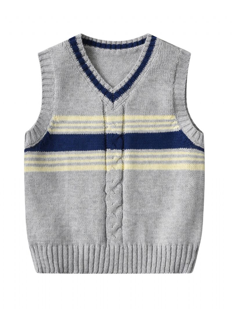 Strikket Stribet Sweatervest Til Drenge