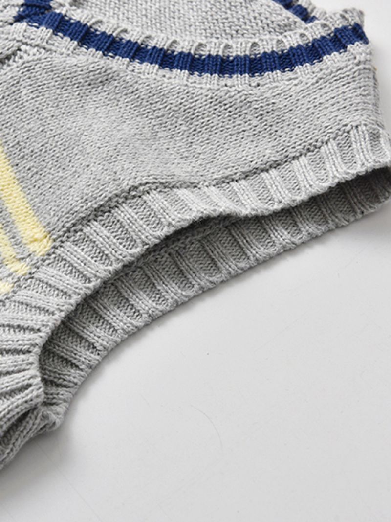 Strikket Stribet Sweatervest Til Drenge