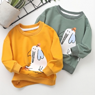 Toddler Drenge Print Elefant Rund Hals Langærmet Sweatshirt Efterår Vinter