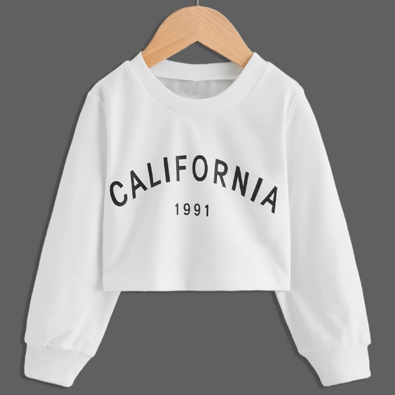 Toddler Piger Sweatshirt Casual Letter Print Langærmet Rund Hals Strikket