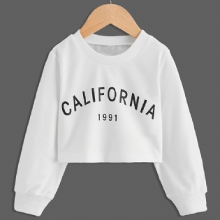 Toddler Piger Sweatshirt Casual Letter Print Langærmet Rund Hals Strikket