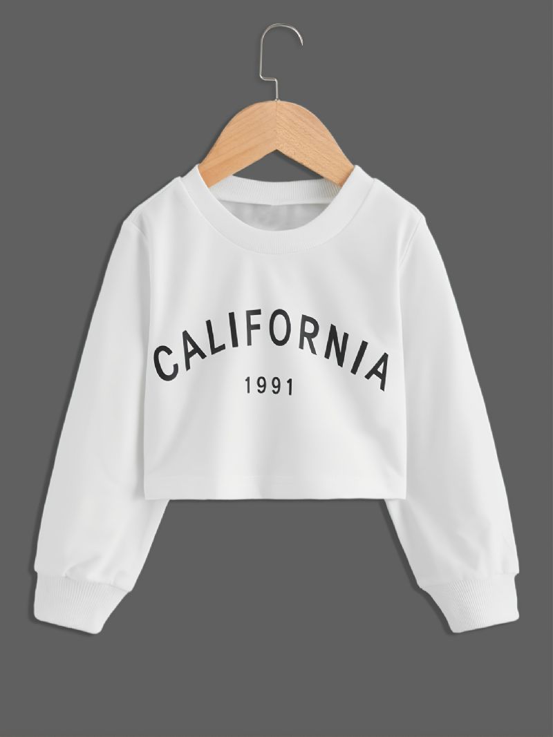 Toddler Piger Sweatshirt Casual Letter Print Langærmet Rund Hals Strikket