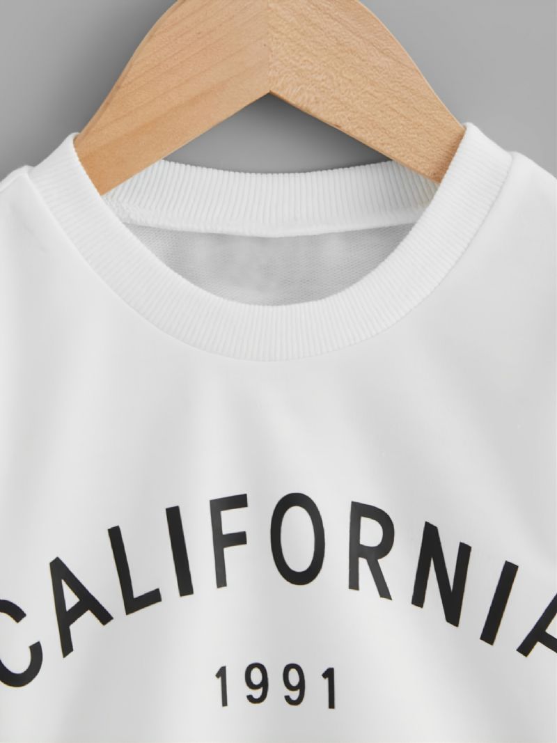 Toddler Piger Sweatshirt Casual Letter Print Langærmet Rund Hals Strikket