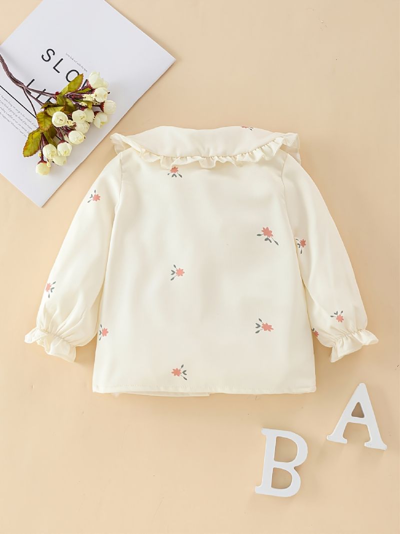 Baby Pige Knap Flæser Bluse Med Blomsterprint