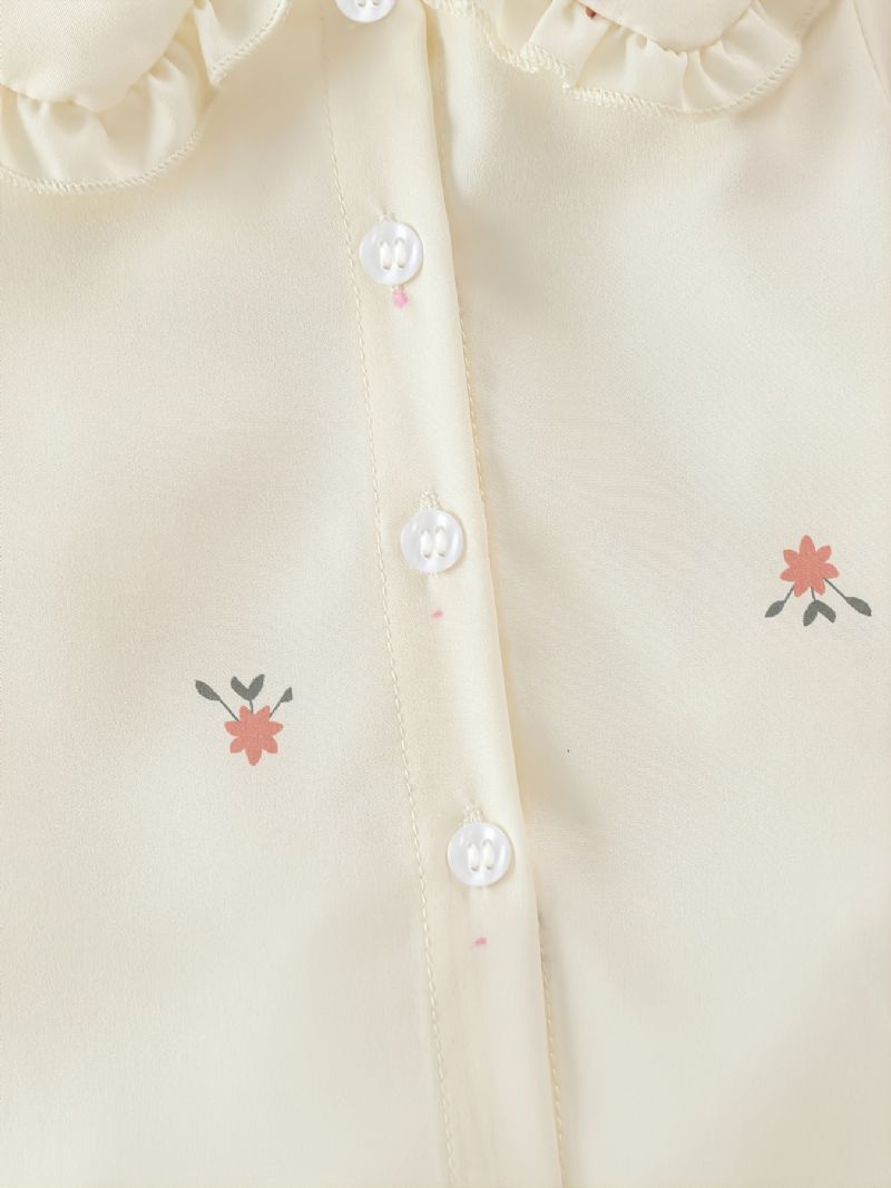 Baby Pige Knap Flæser Bluse Med Blomsterprint