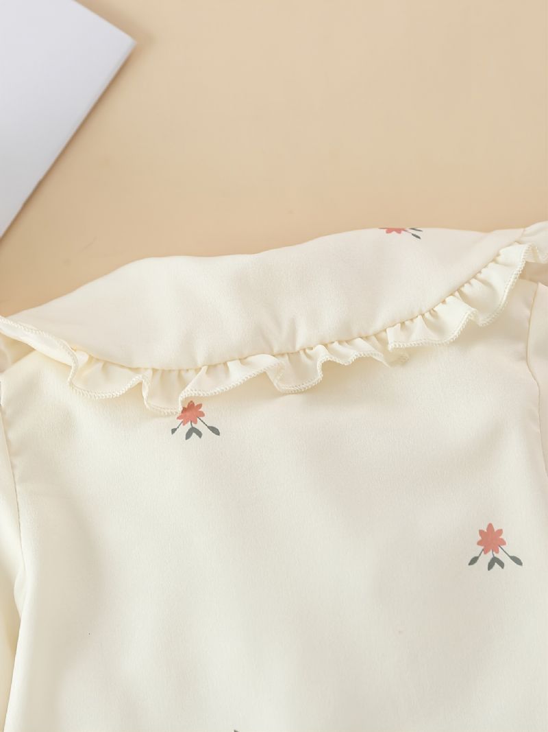 Baby Pige Knap Flæser Bluse Med Blomsterprint