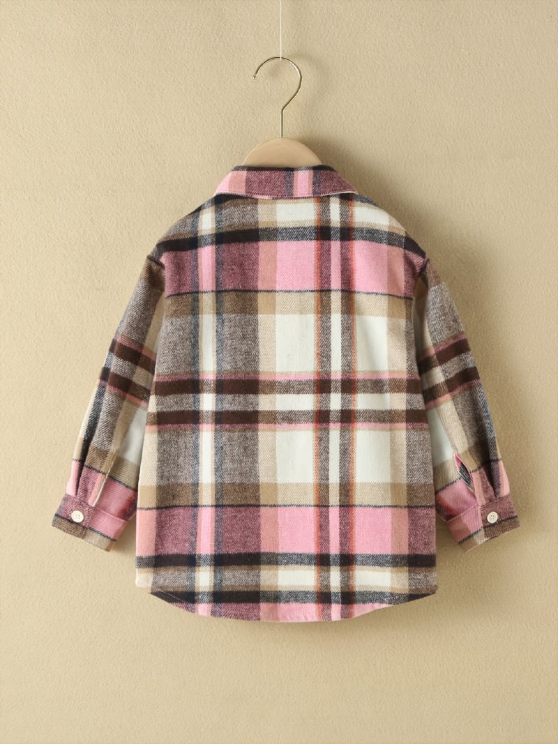 Baby Plaid Skjorter Button Down Lapel Langærmede Bluse Toppe Til Drenge Piger Børn Tøj