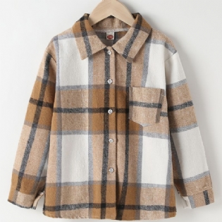 Drenge Piger Plaid Skjorter Button Down Langærmede Bluse Toppe Børnetøj